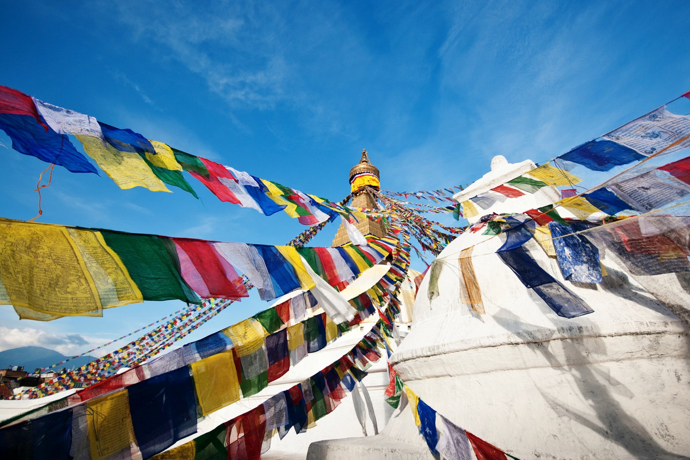 Stupa in Kathmandu decorated with flags