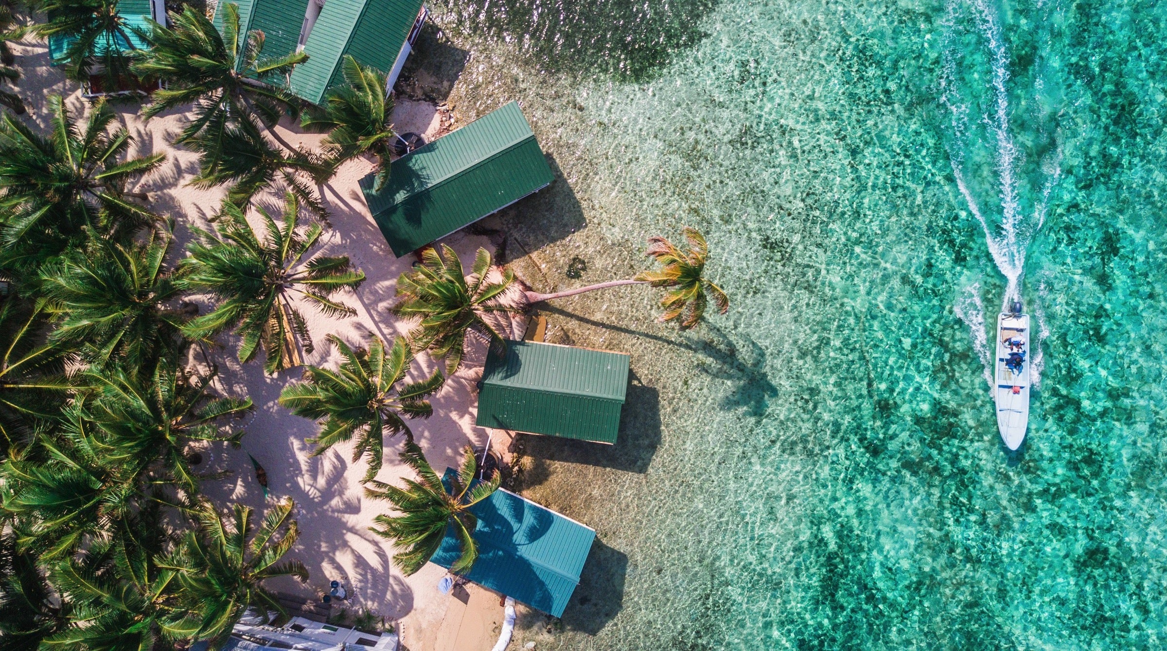 Aerial shot of Tobacco Caye in Belize