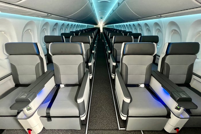 Inside Breeze Airways’ swanky Airbus A220 with 36 first-class recliners