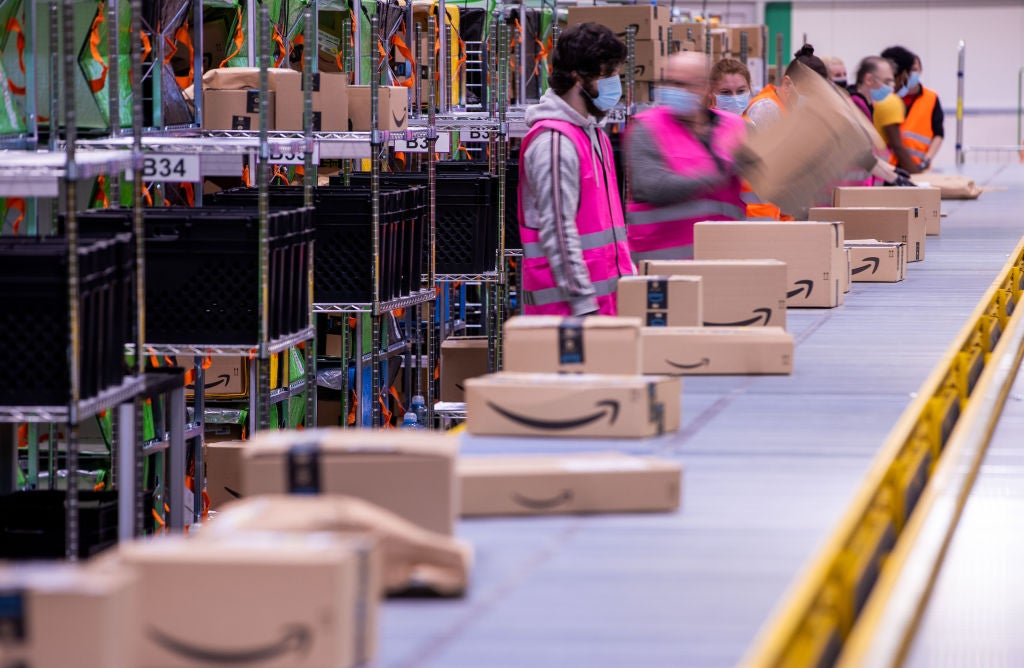 Parcel distribution center of the online retailer Amazon