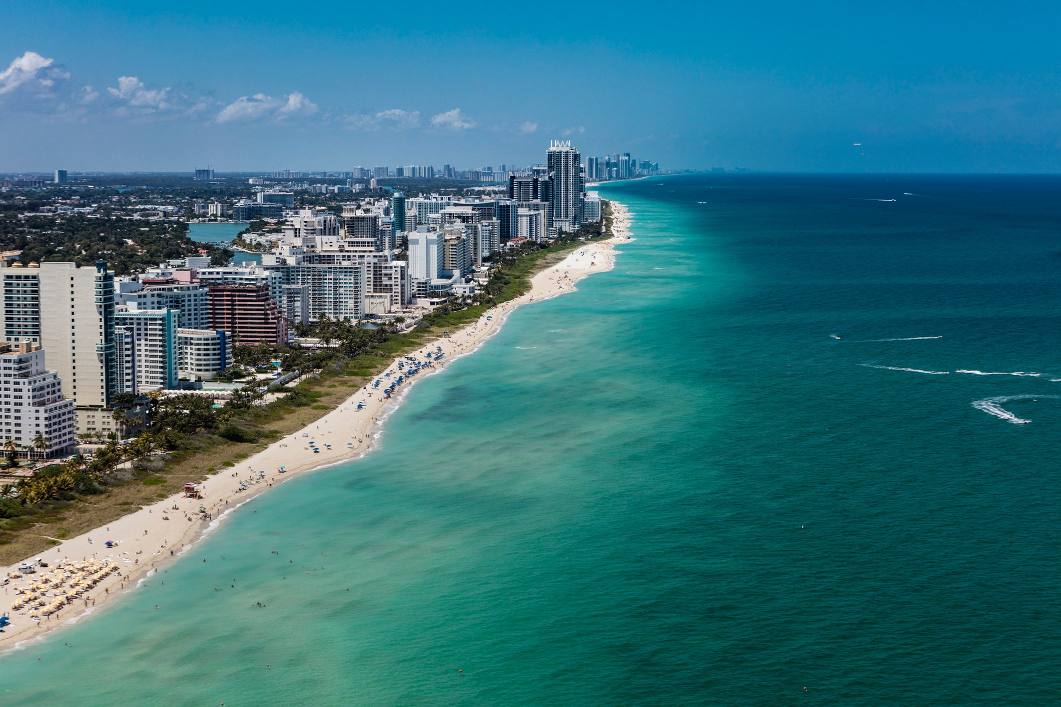 Aerial view of South Beach Miami Florida cityscape