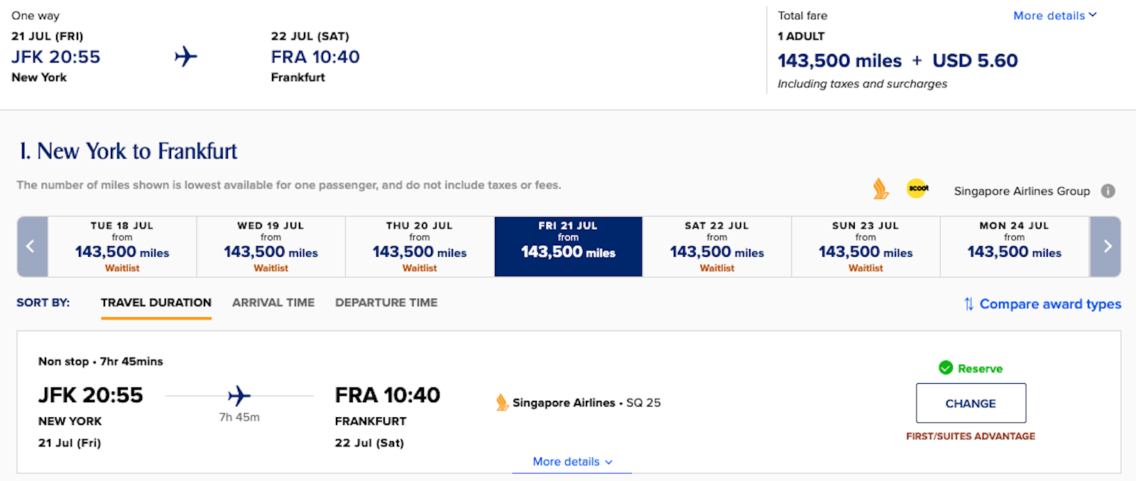 New York to Frankfurt flight details