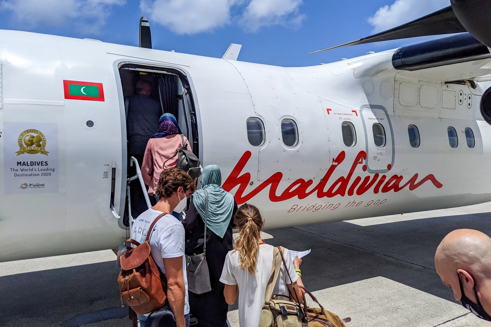 Boarding Maldivian flight