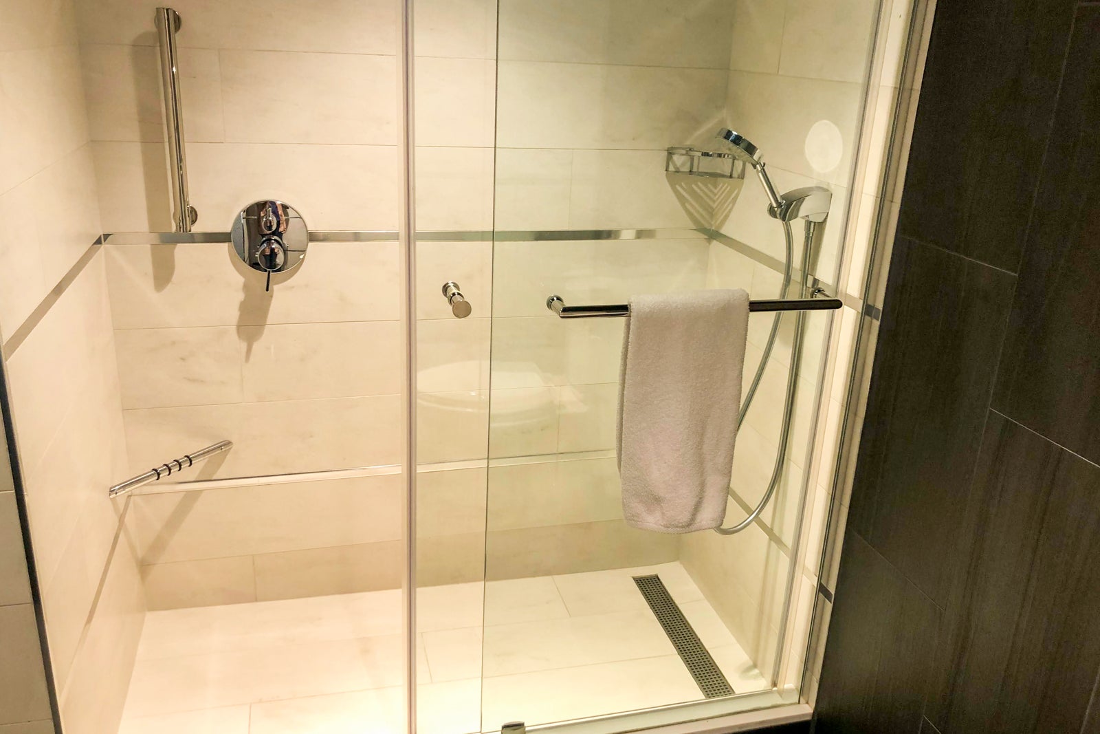 Photo of the shower at The Clancy hotel.