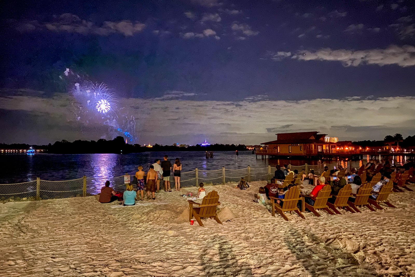 Watching the Disney World fireworks from a beach