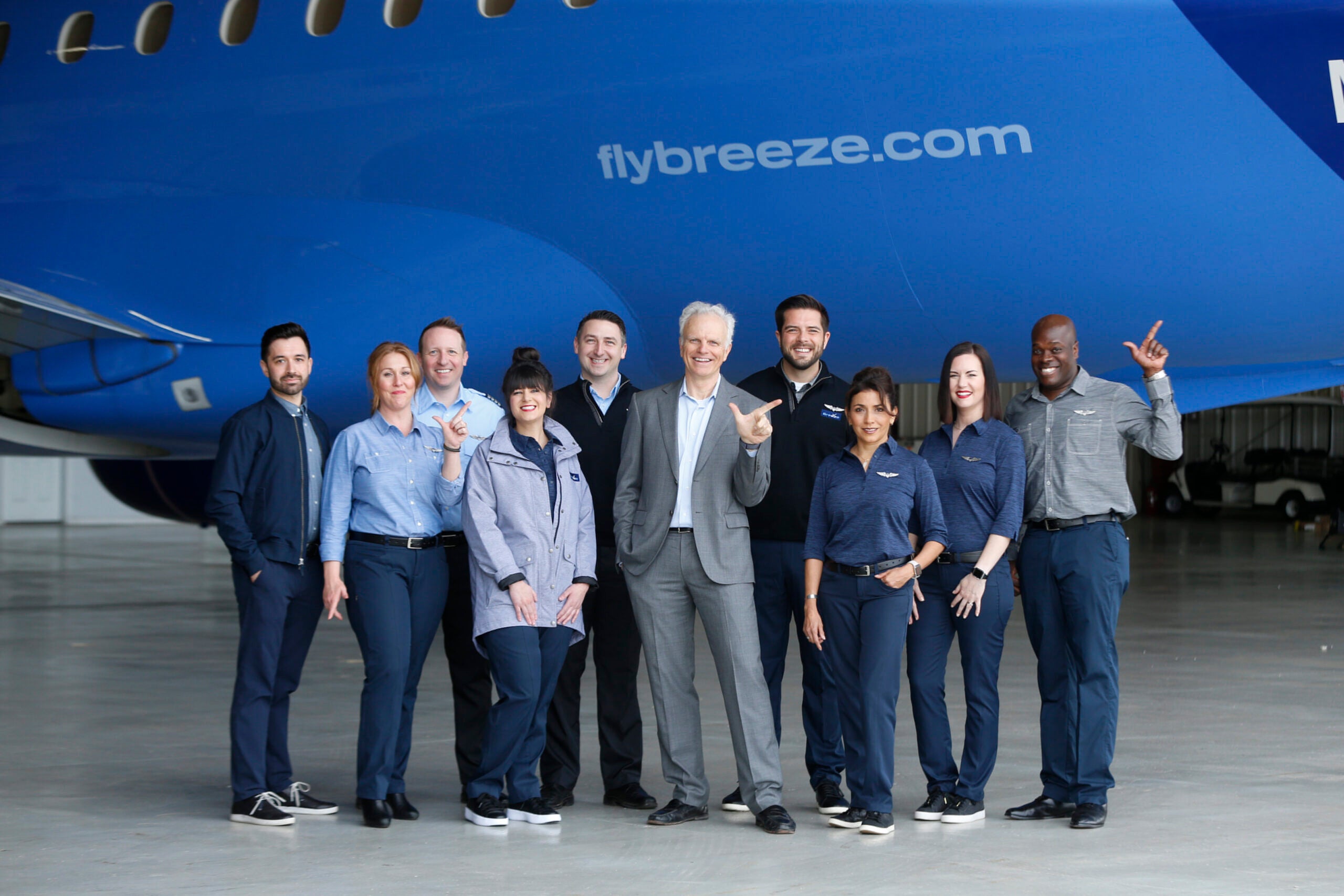 David Neeleman and Breeze Airways crew