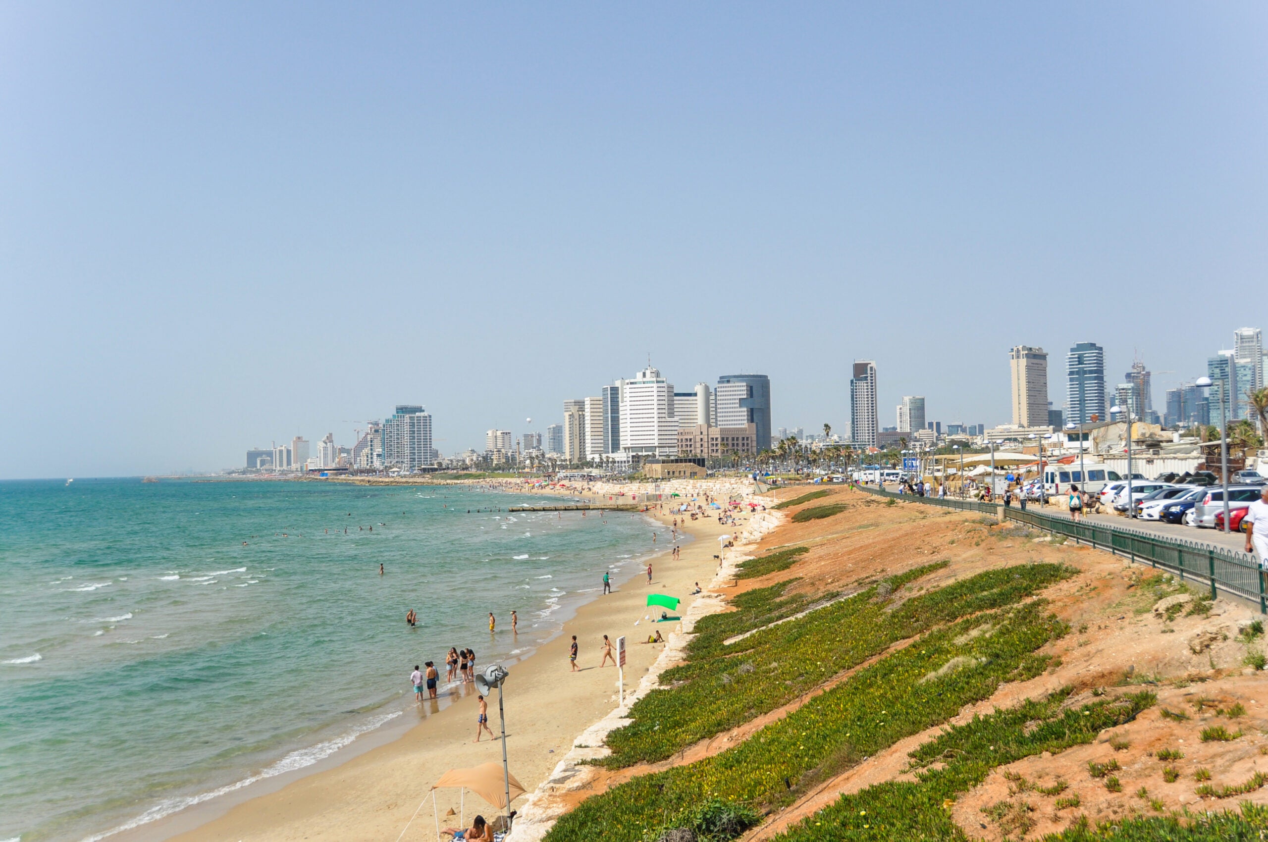 Panoramic view of beach in Tel Aviv