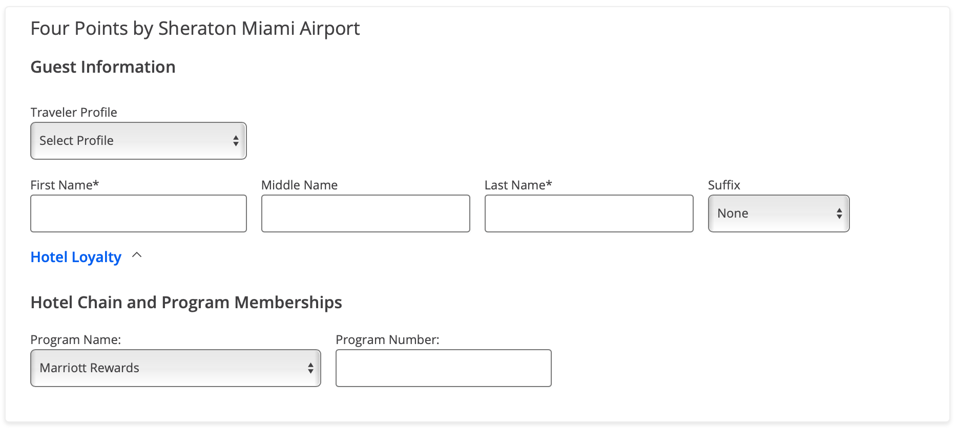 Hotel loyalty info on Chase portal