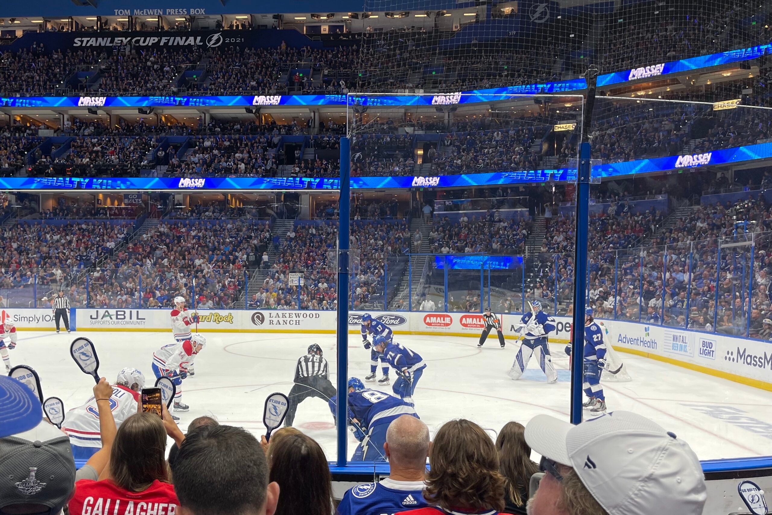 A picture from the 2021 Stanley Cup Finals between the Tampa Bay Lightning and Montreal Canadiens