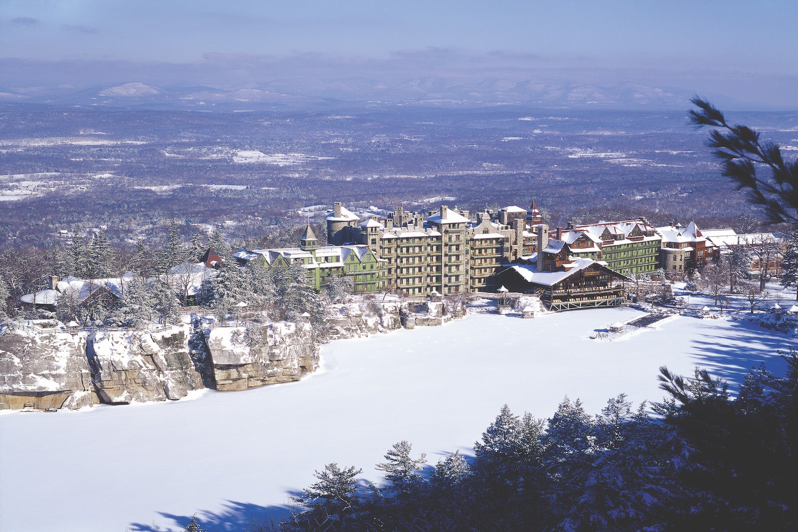 aerial view of Mohonk Mountain House