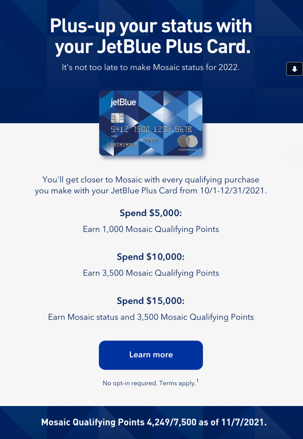 Check your account JetBlue Mosaic fasttrack offer finally posting