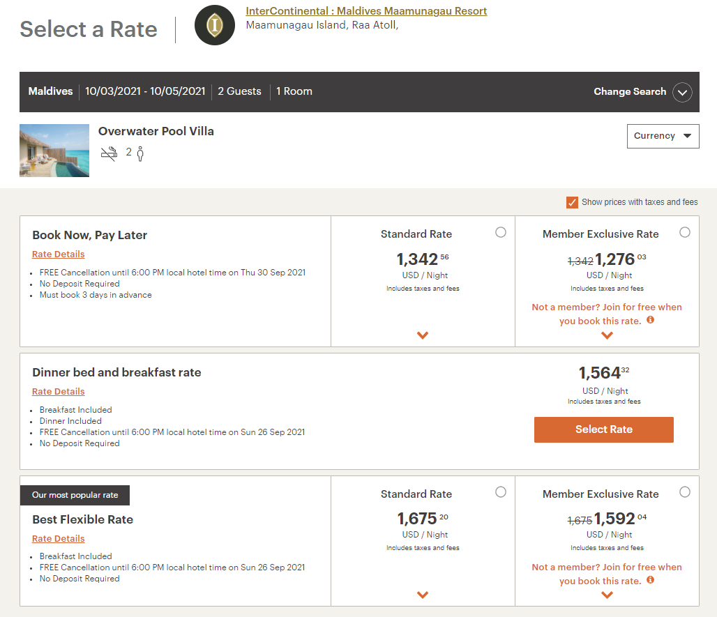 Booking the InterContinental Maldives