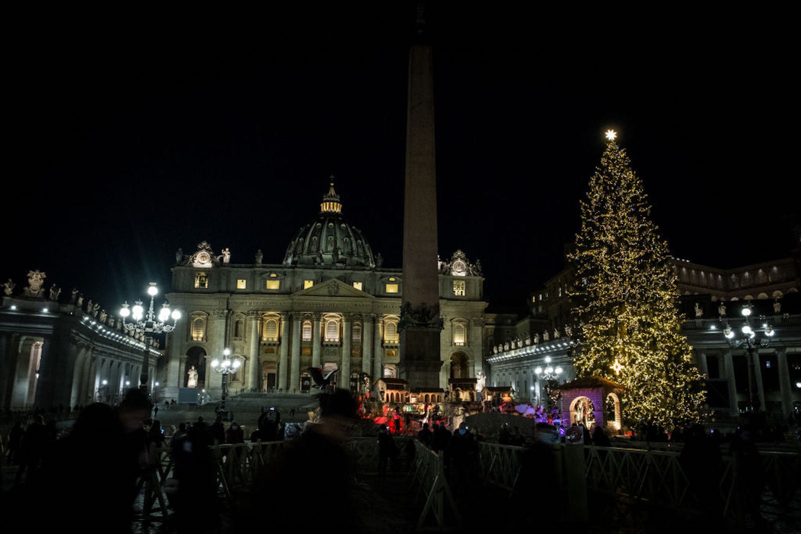 Christmas Tree In St. Peter's Square With The Nativity Scene