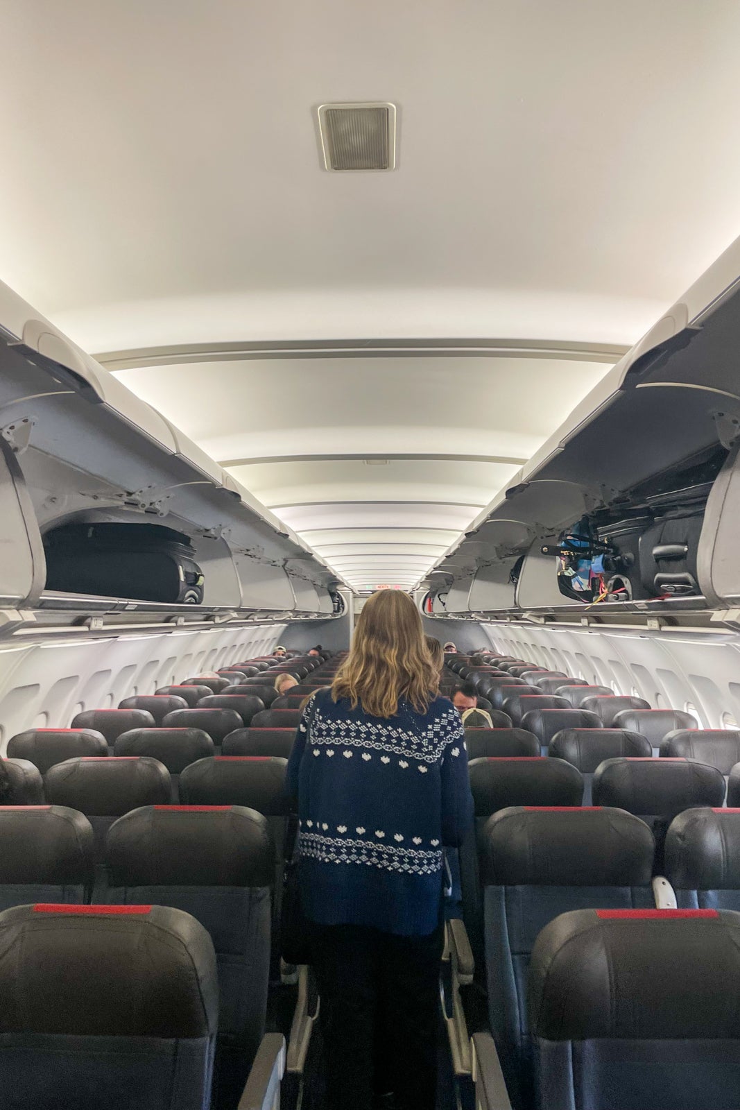 boarding an empty aircraft