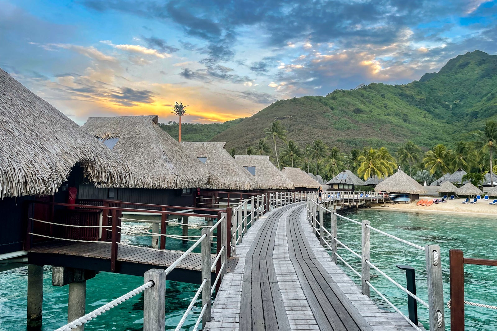Overwater bungalows at Hilton Moorea
