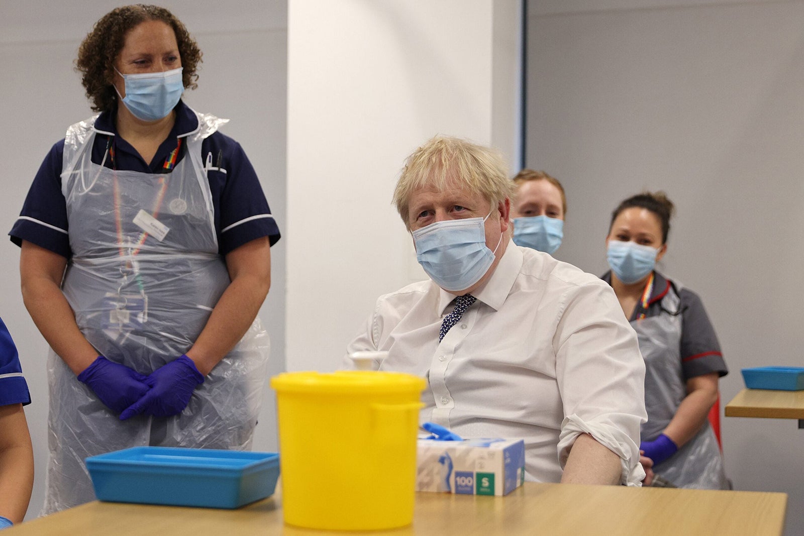 UK Prime Minister Boris Johnson Visits Milton Keynes University Hospital