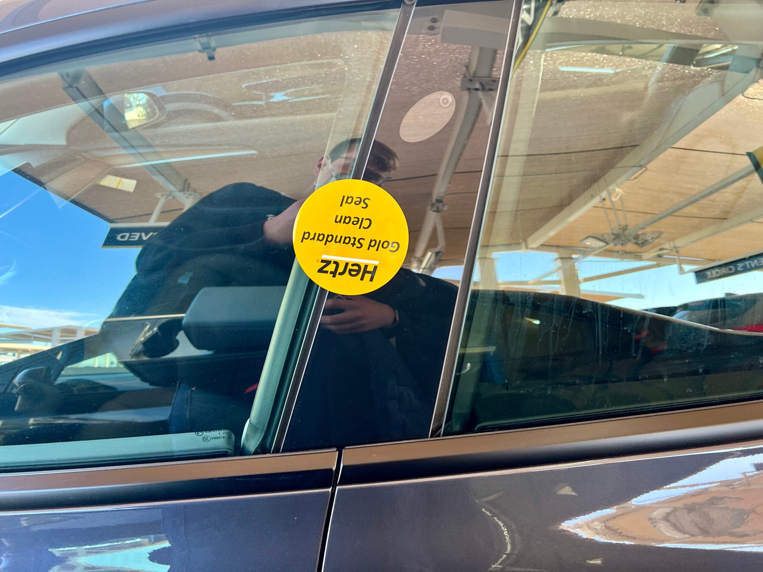 Hertz seal on a Tesla Model 3