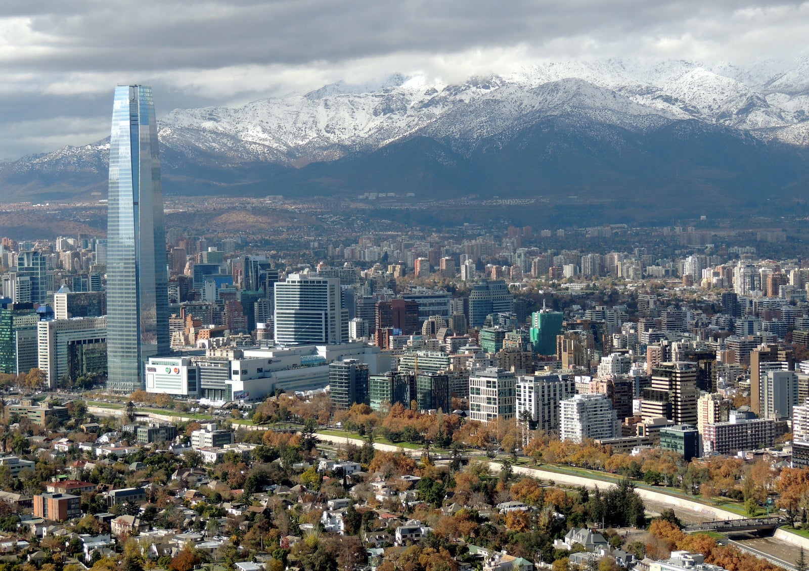 Clean wide city skyline of Santiago de Chile