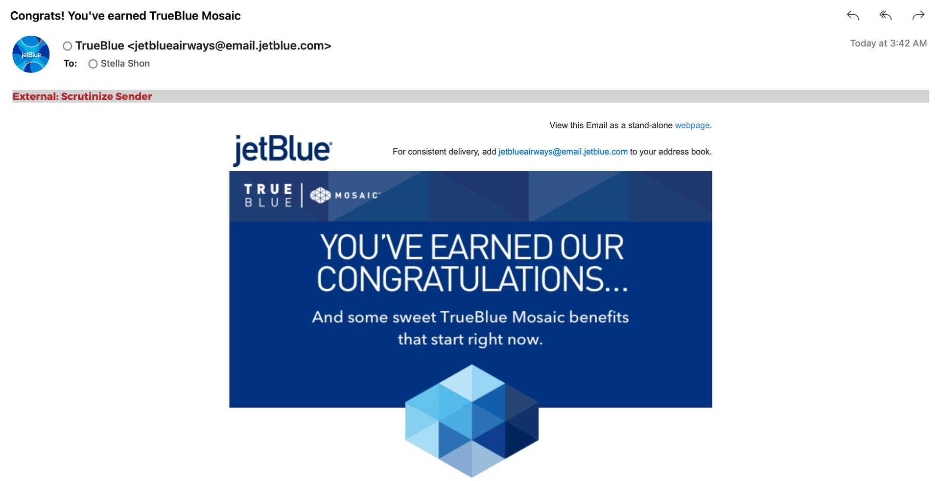 Check your account JetBlue Mosaic fasttrack offer finally posting