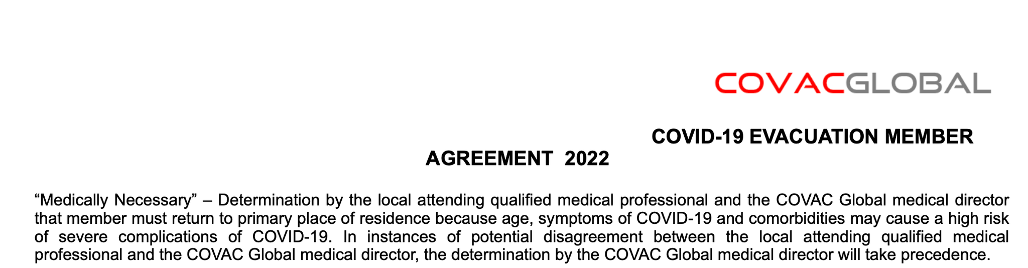 Covac Global changes their COVID19 evacuation membership policy amid growing demand for
