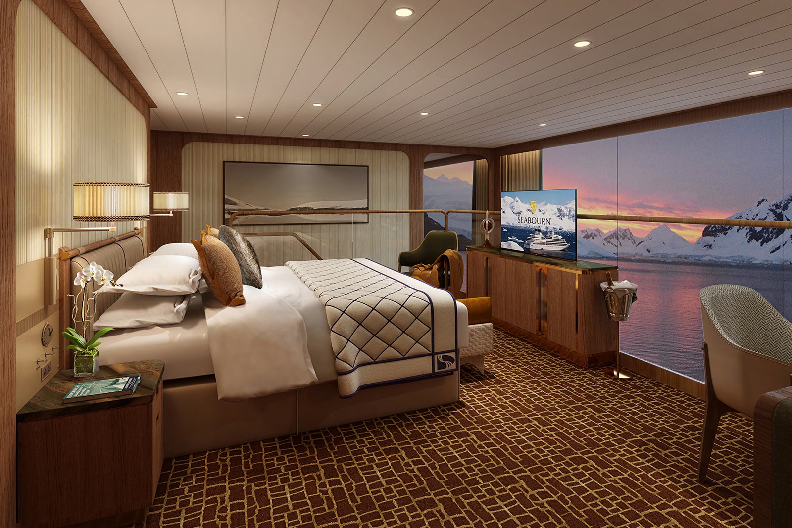 Wintergarden Suite on Seabourn expedition ship.