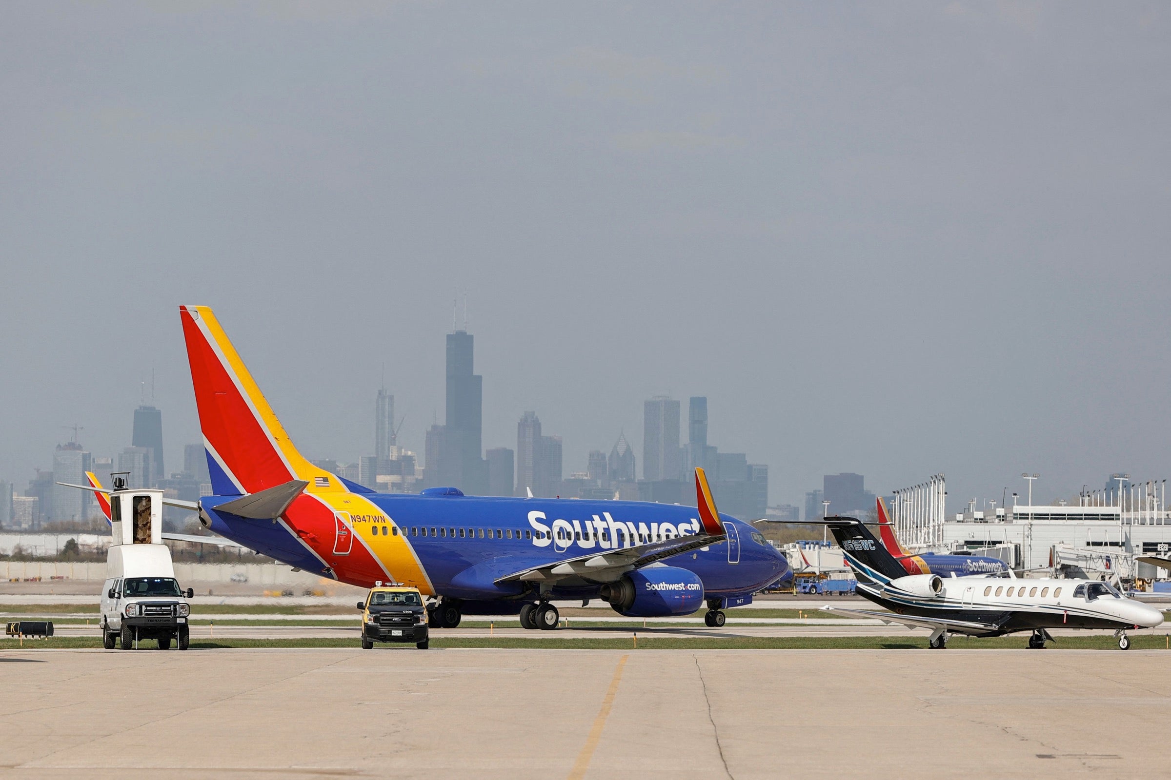 Southwest Boeing 737 taxxing at Chicago Midway Internatonal Airport