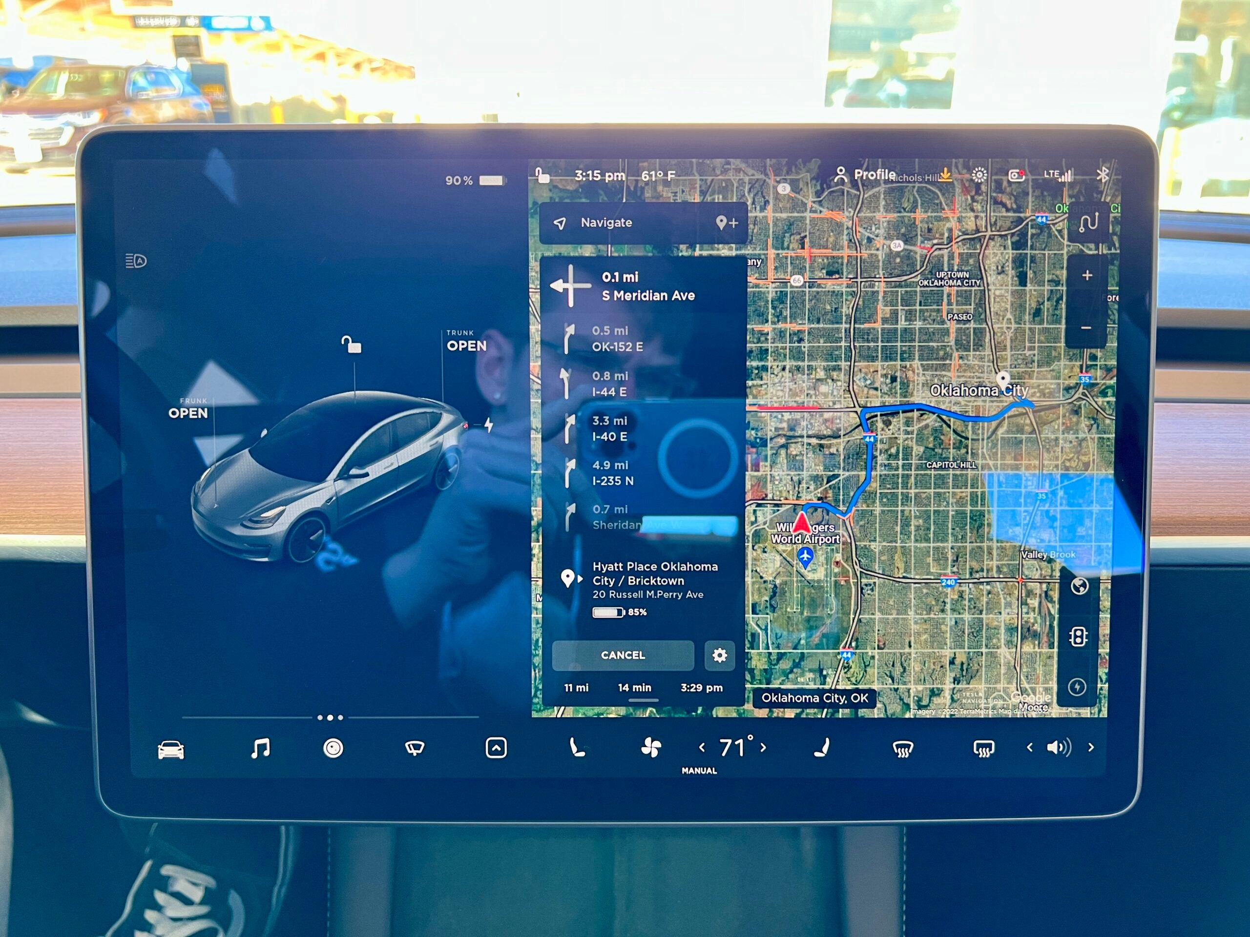 Tesla navigation screen