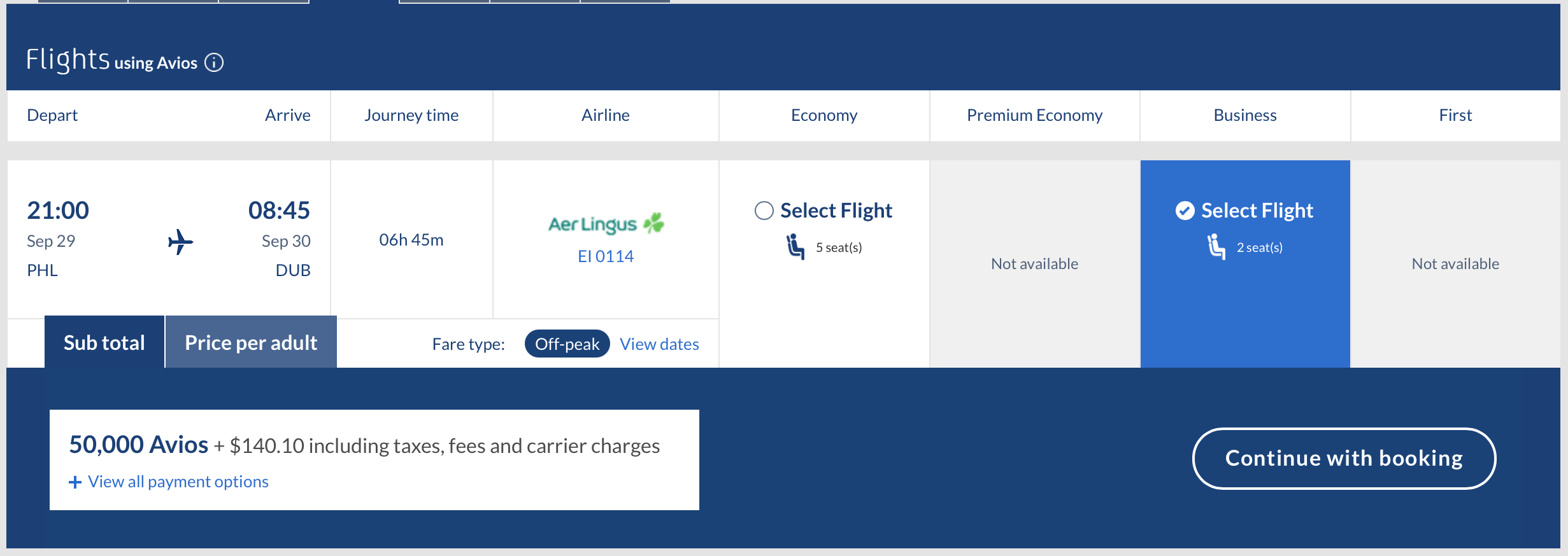 Aer Lingus award tickets are now bookable on British Airways' website