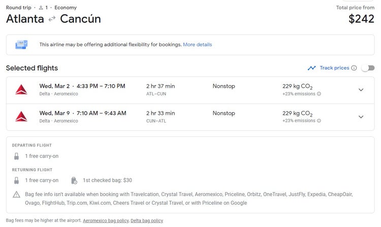 clt to cancun google flights