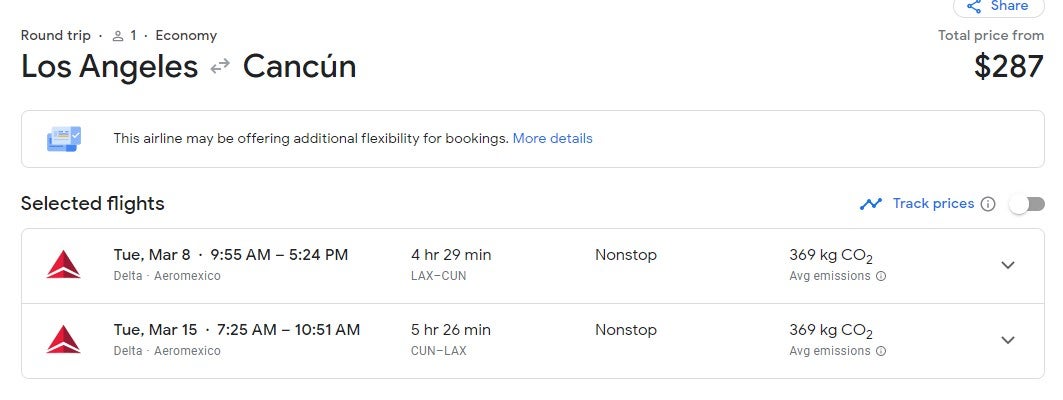 cancun to lax google flights