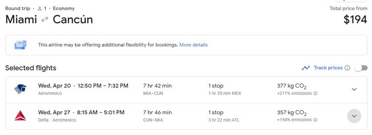 mia to cancun google flights