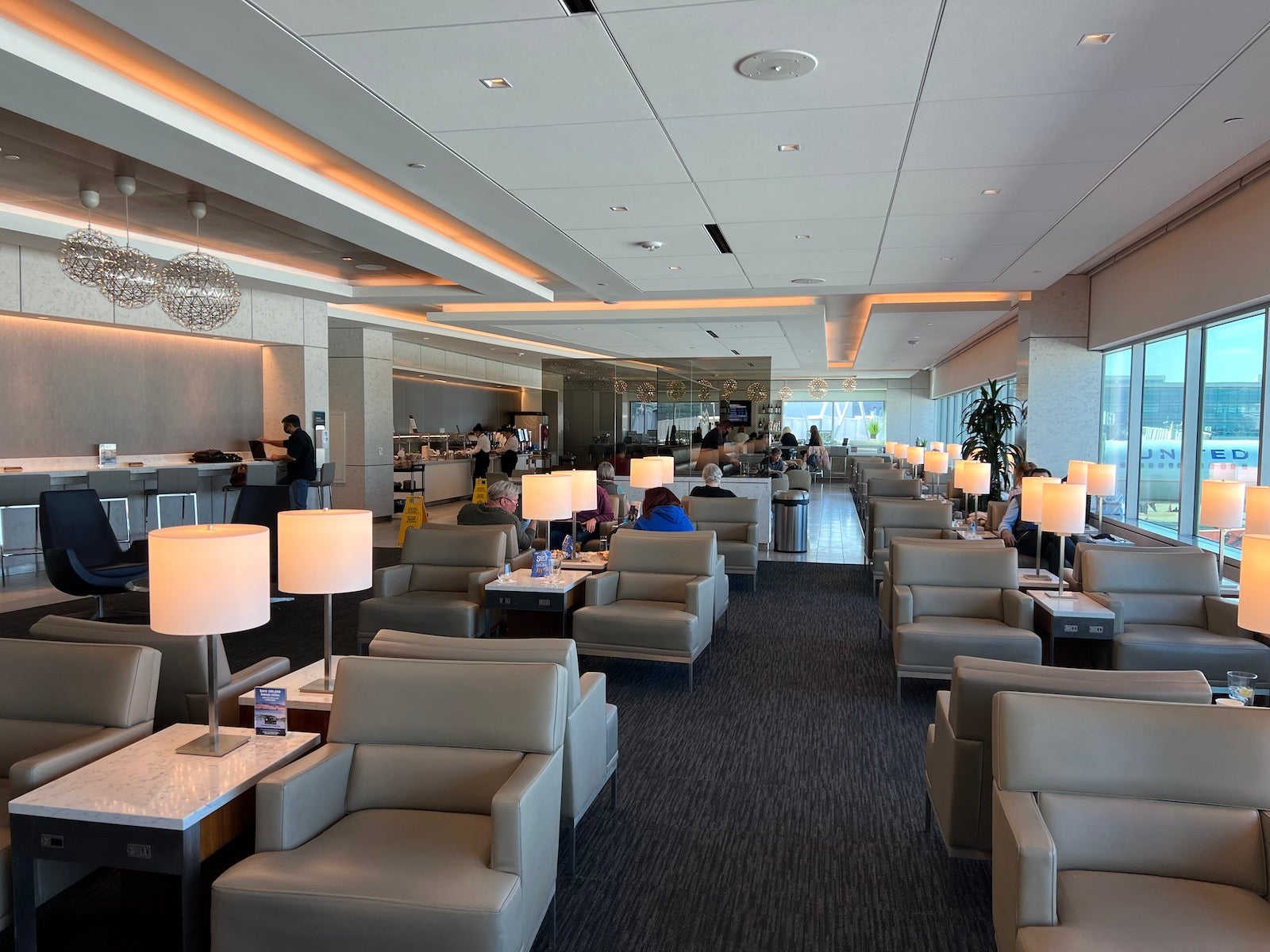 An airline club lounge pictured.