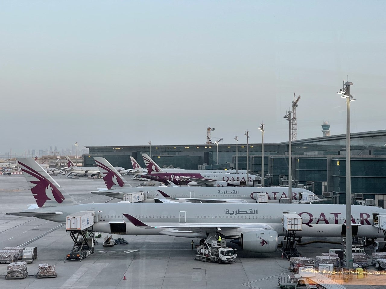 Qatar Airways Airbus A350-1000 parked at Doha (DOH)