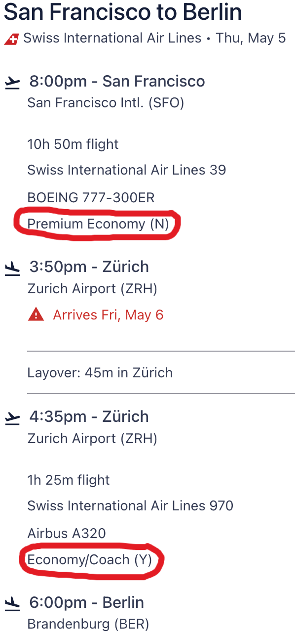 Booking a flight from San Francisco (SFO) to Berlin (BER)