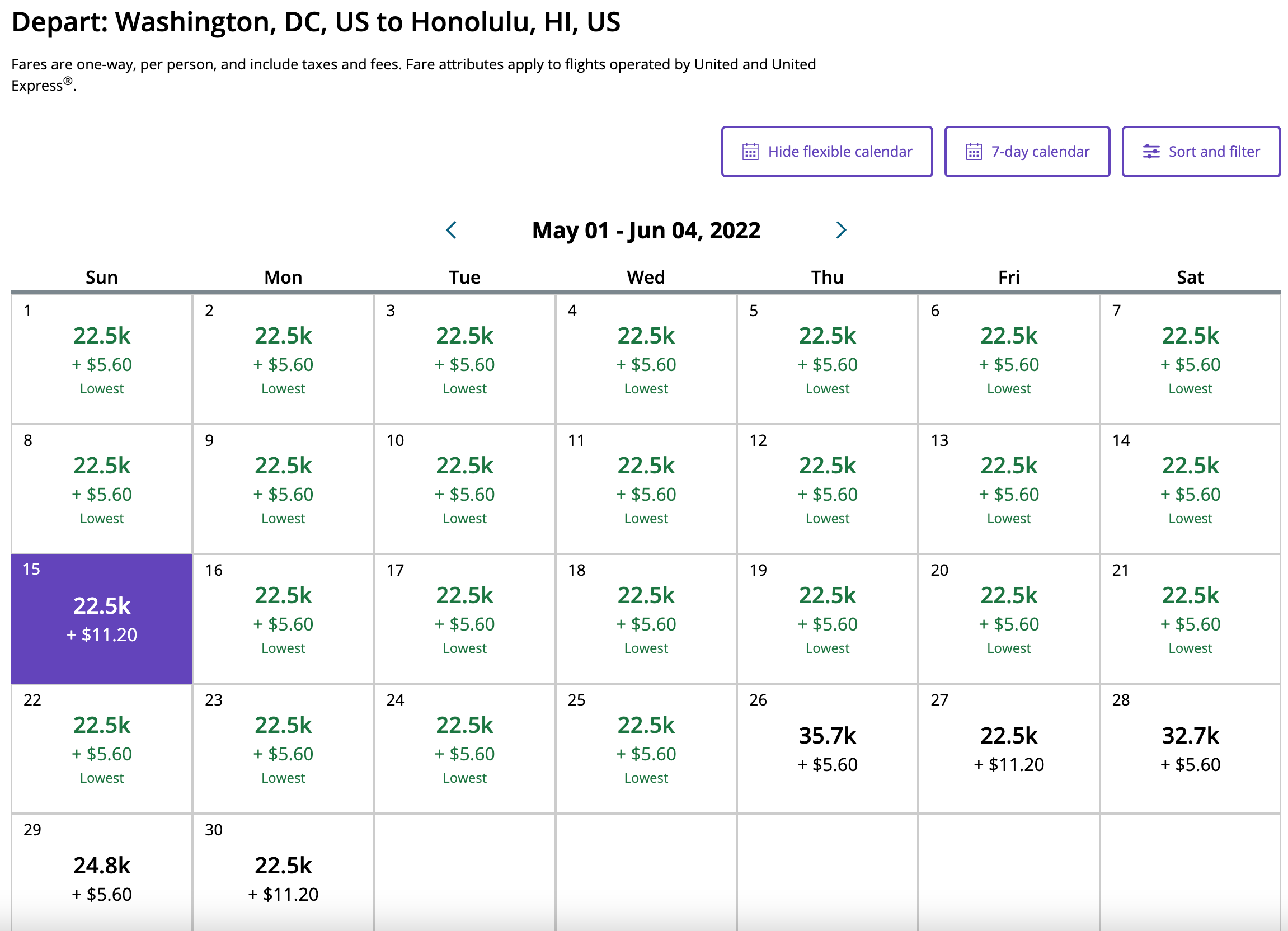 Booking a flight from Washington, D.C. (IAD) to Honolulu (HNL)