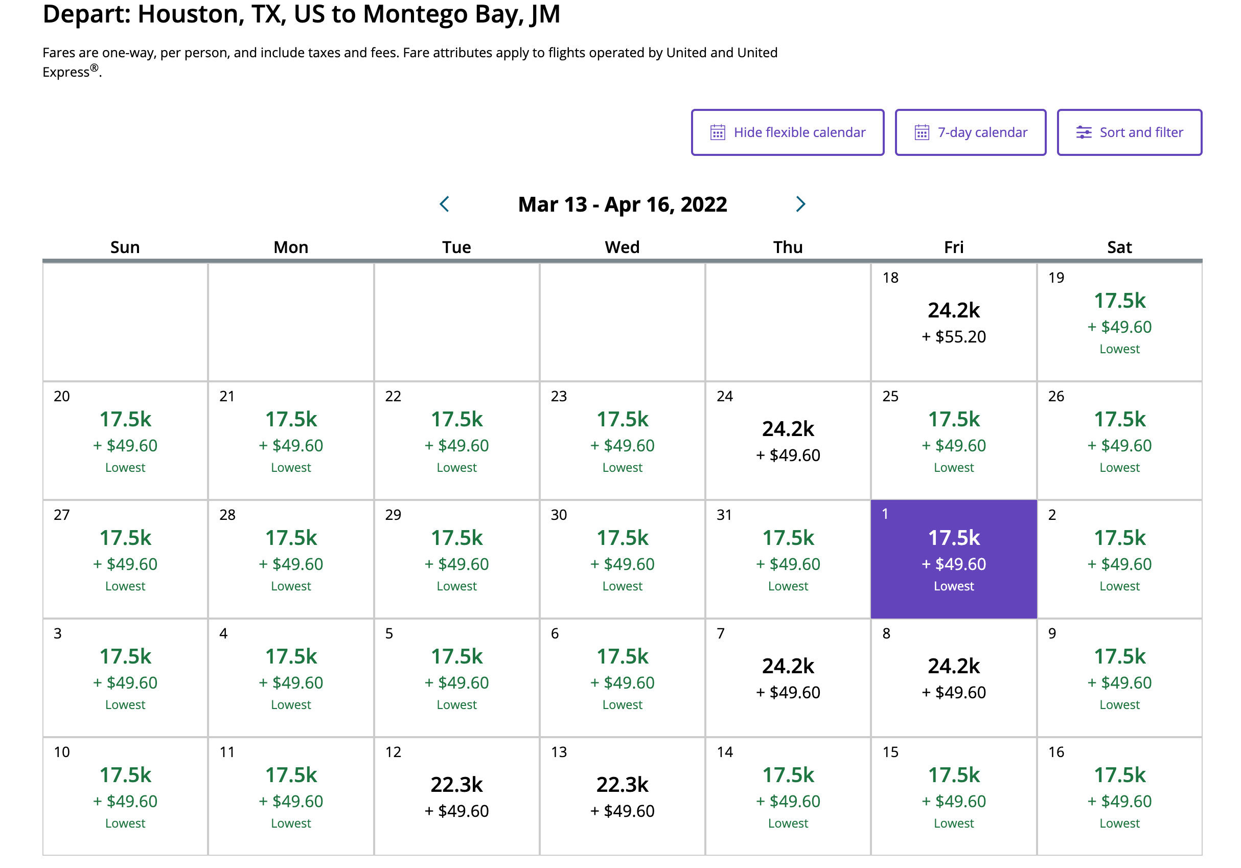 United IAH-MBJ award calendar