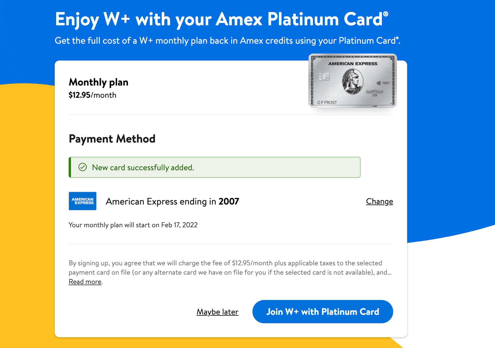 A guide to the Platinum Card from American Express' Walmart+ benefit