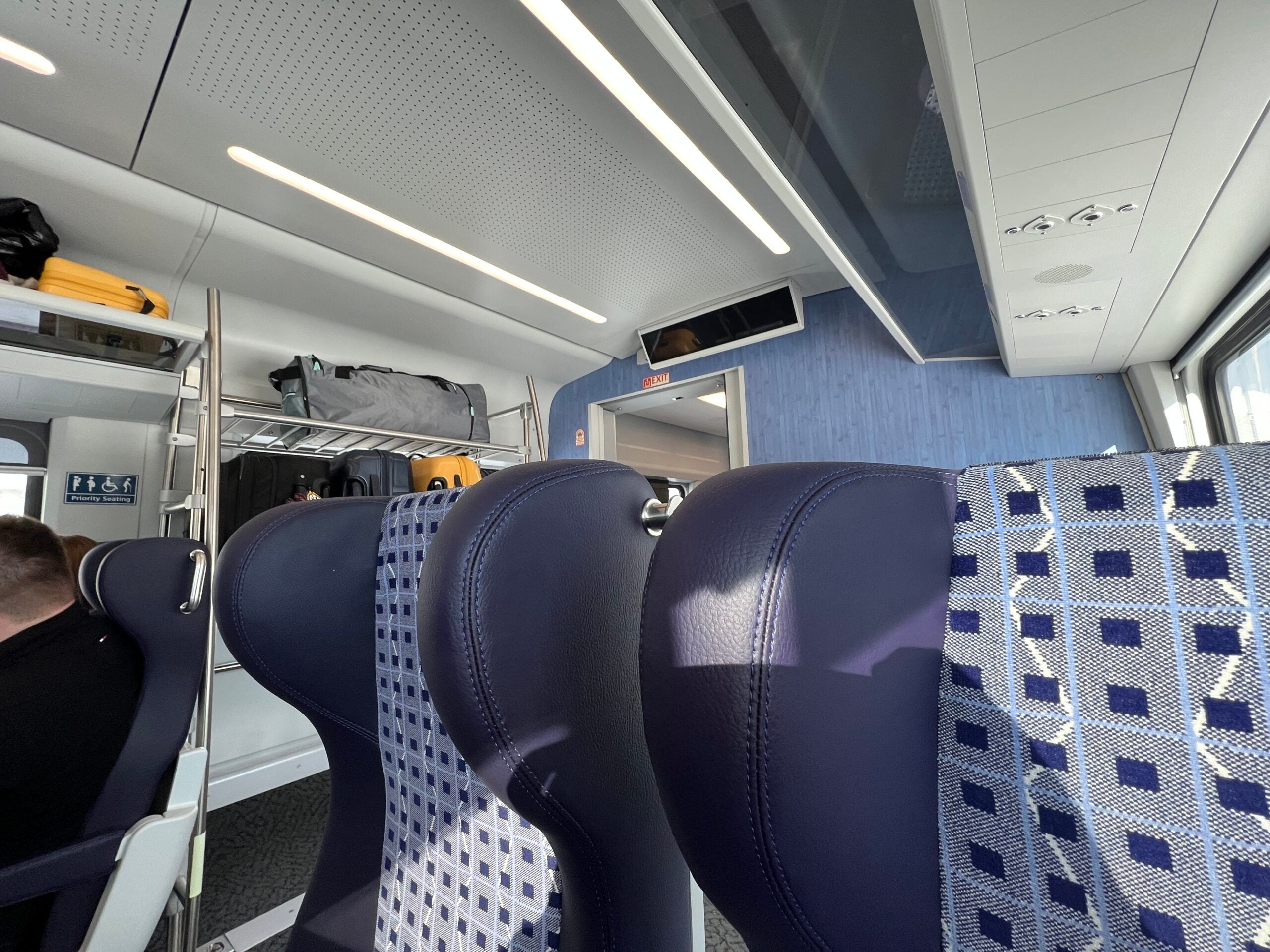 New seats in a new Amtrak car. (Photo by Chris Dong/The Points Guy)