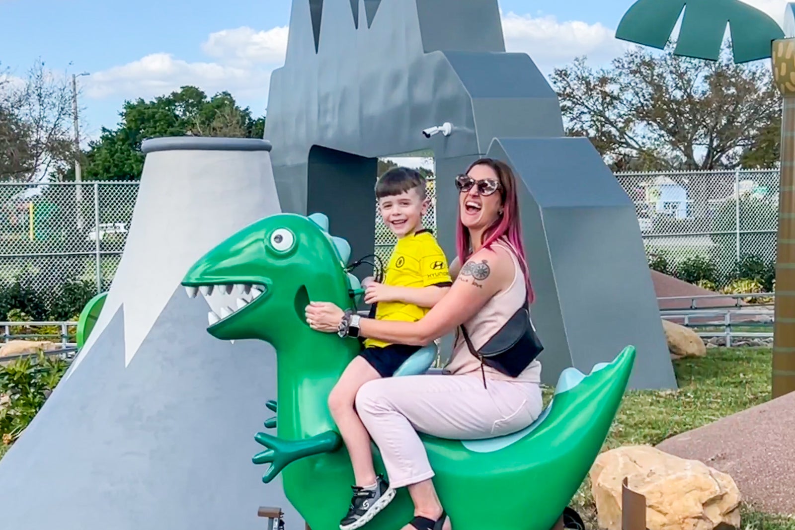 Dinosaur ride at Peppa Pig Theme Park