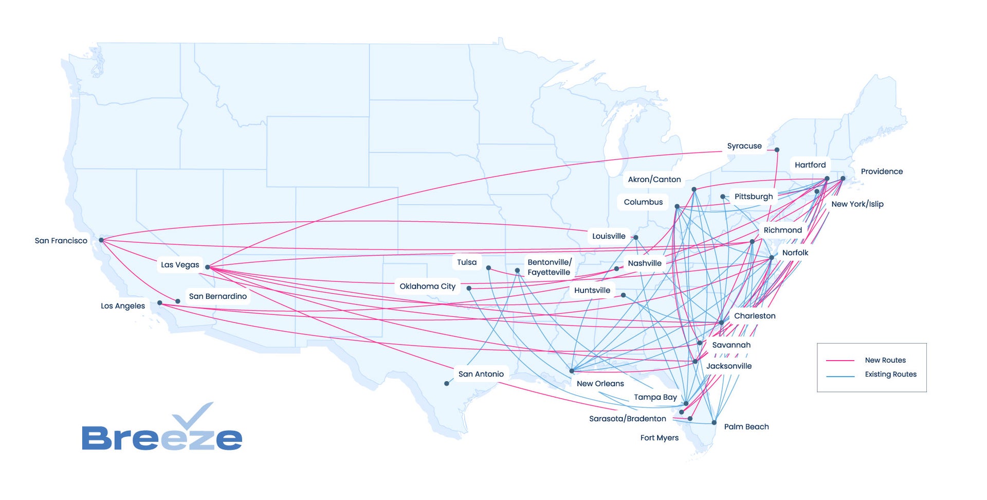 Major expansion Breeze adds 35 routes, 10 new cities The Points Guy