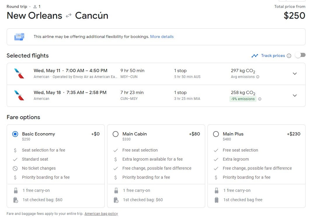 Flights to Cancun under 250 round trip from Austin, Chicago, Miami and