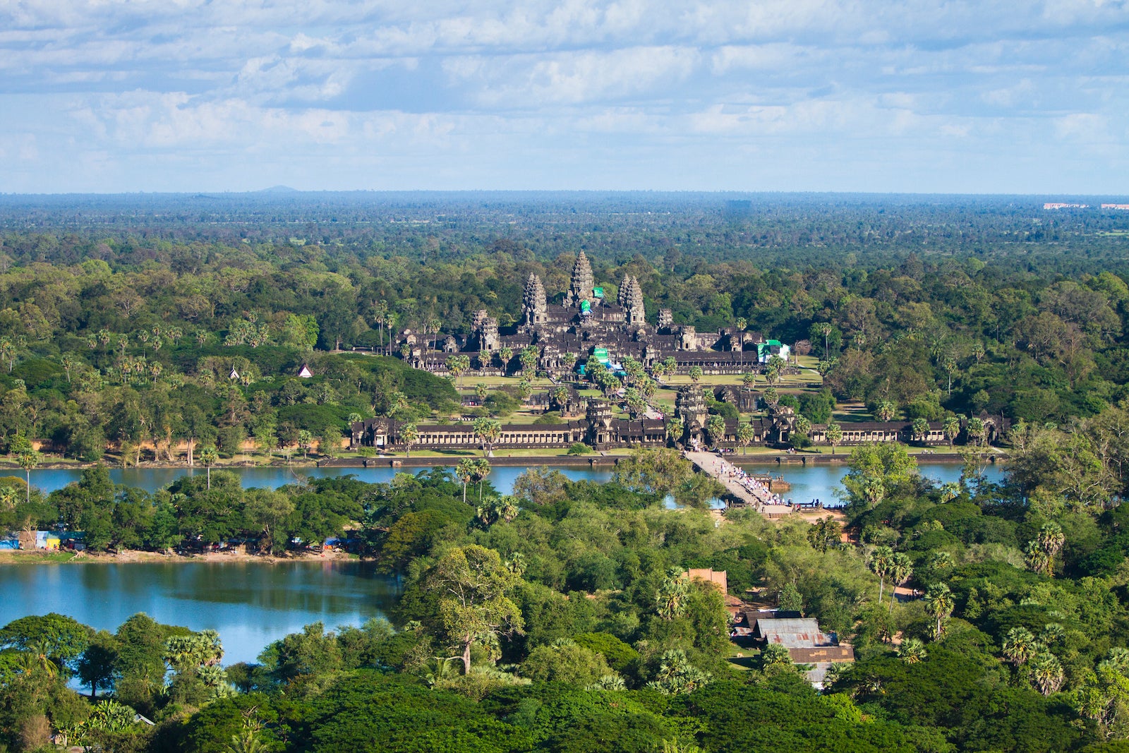 Aerial views over the ruins of Angkor Wat
