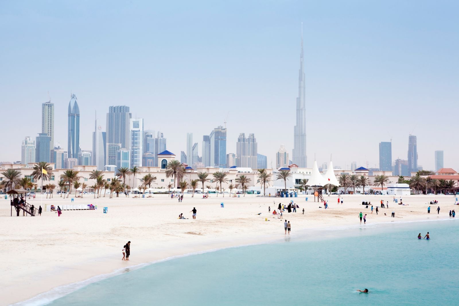 Dubai Skyline and Jumeirah Open Beach.