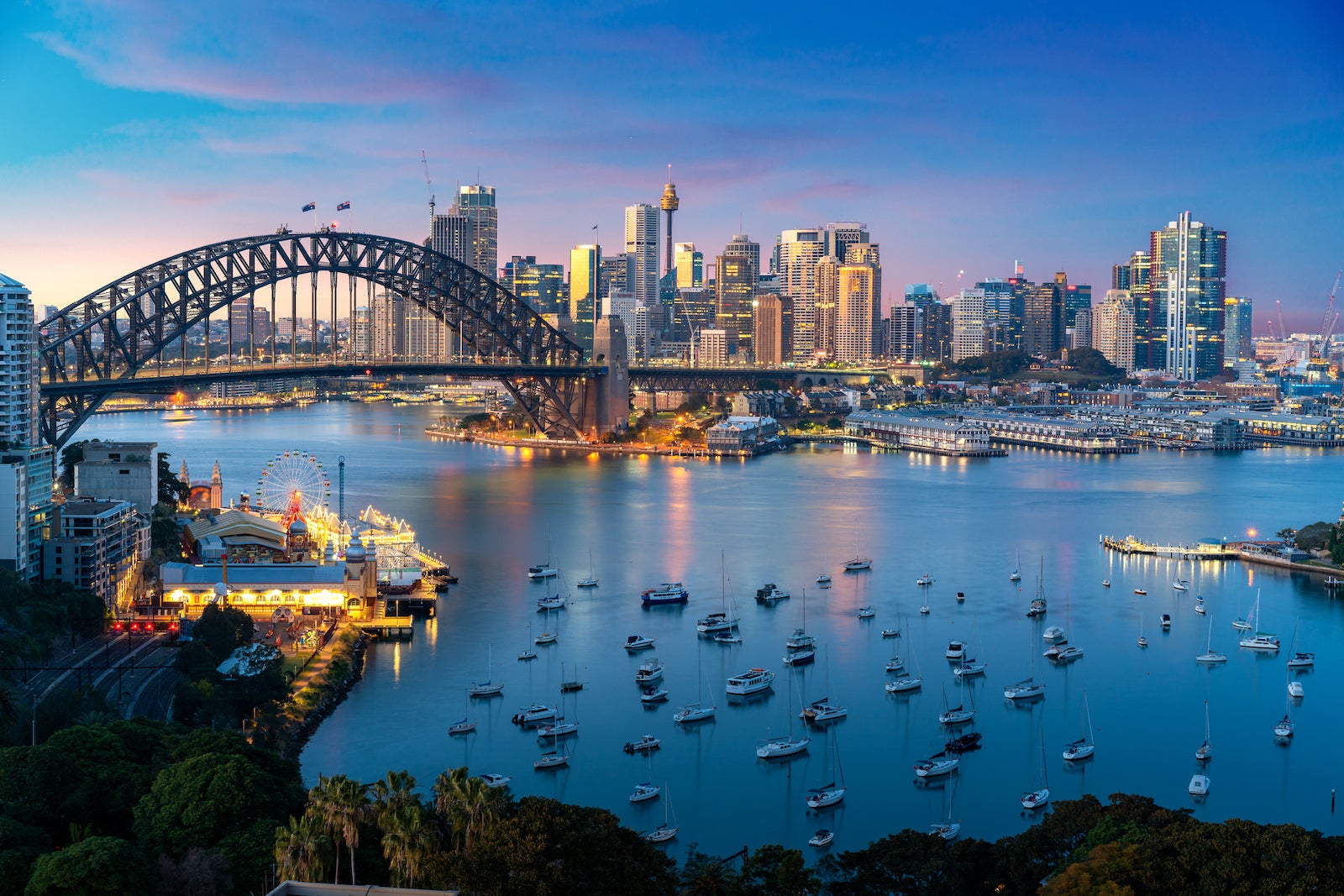 Cityscape of Sydney, Australia with Harbour Bridge