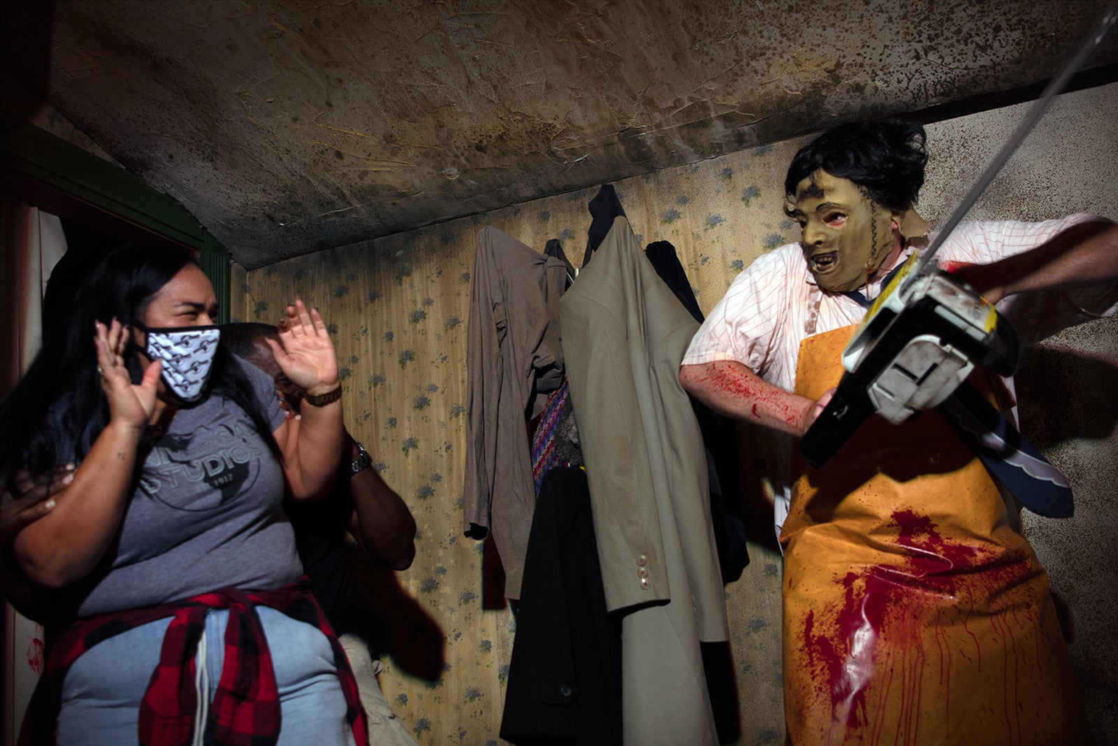 Guests in Texas Chainsaw Massacre haunted house