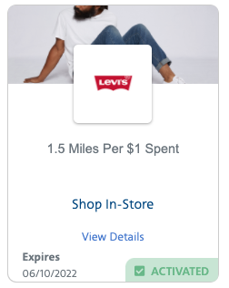 Levis SimplyMiles offer