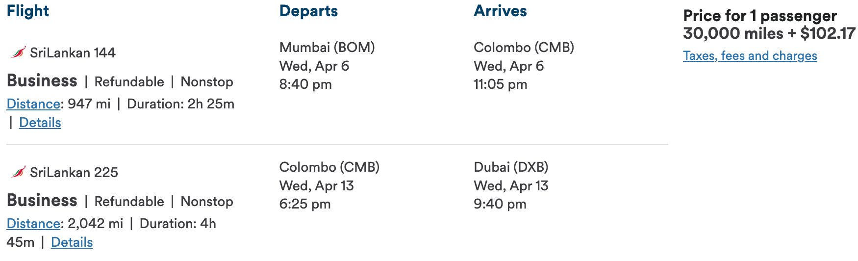 Booking a flight from BOM to DXB