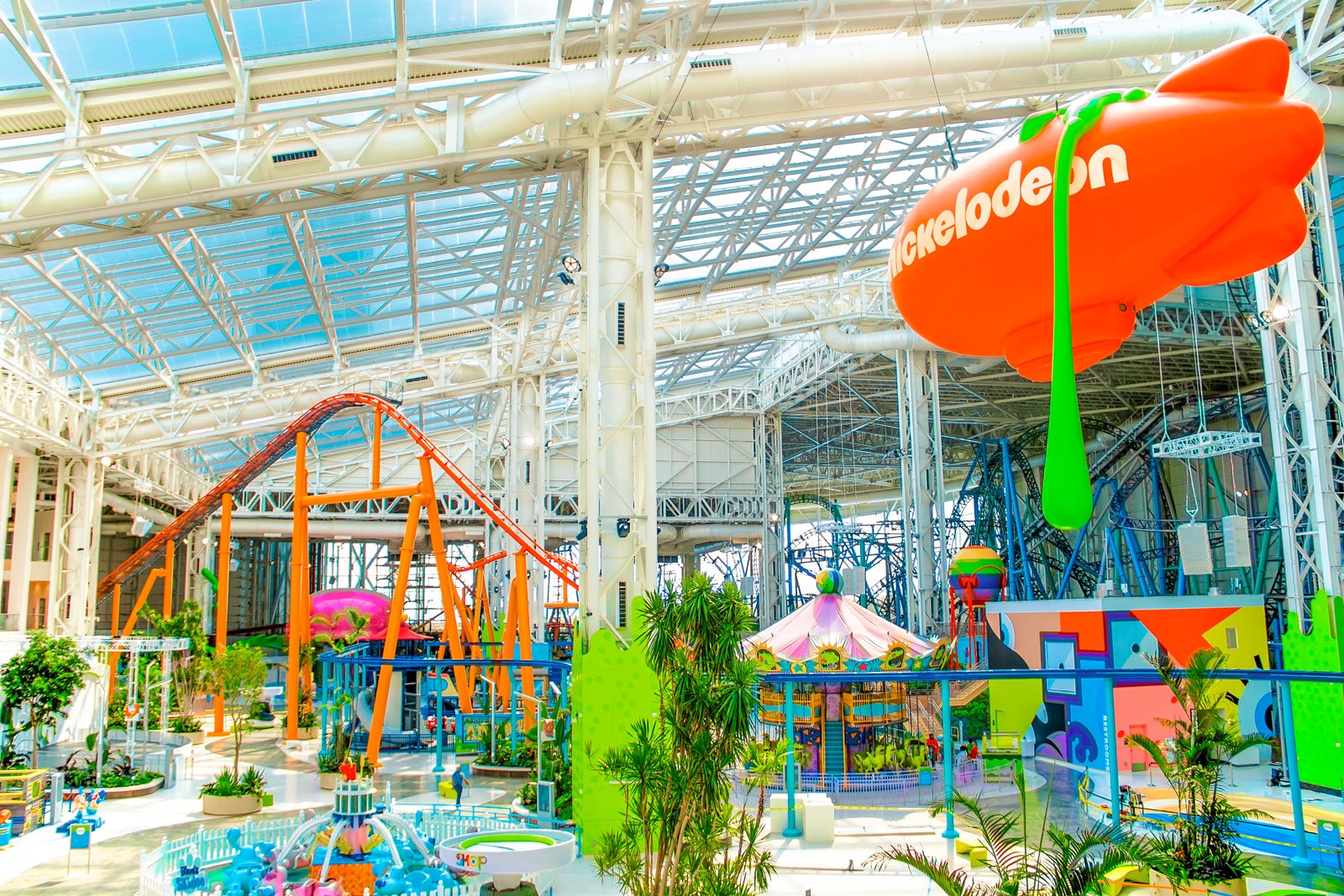 Aerial view of Nickelodeon Universe theme park