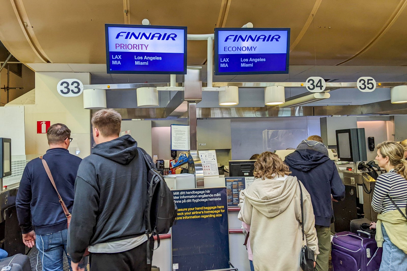 Check-in for Finnair flight in Stockholm