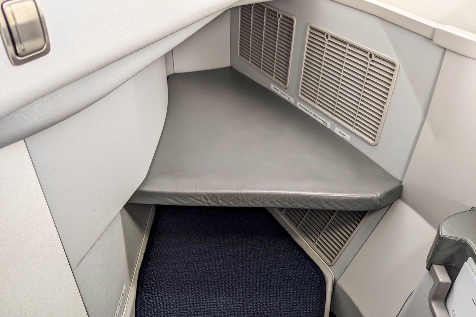 Foot well on Finnair business class seat